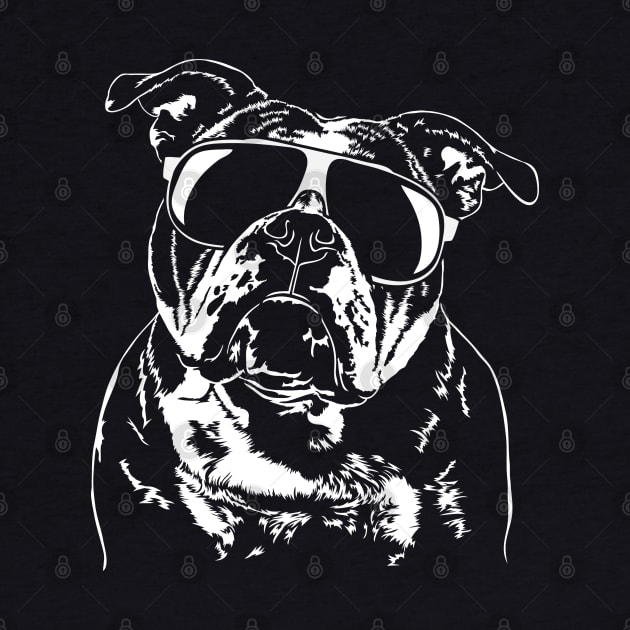 Cool Old English Bulldog with sunglasses by wilsigns